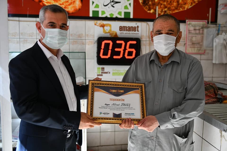 93 Fırına Teşekkür Belgesi Yeşilyurt Belediyesi, Cumhurbaşkanı Recep